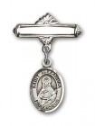 Pin Badge with St. Alexandra Charm and Polished Engravable Badge Pin