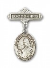 Pin Badge with St. Finnian of Clonard Charm and Godchild Badge Pin