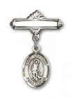 Pin Badge with St. Lazarus Charm and Polished Engravable Badge Pin