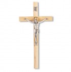 Light Oak Wood Wall Crucifix - 9 inch