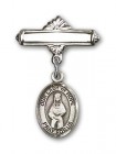 Pin Badge with Our Lady of Hope Charm and Polished Engravable Badge Pin