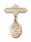 Pin Badge with St. Anthony of Padua Charm and Polished Engravable Badge Pin