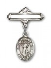 Pin Badge with St. Francis of Assisi Charm and Polished Engravable Badge Pin