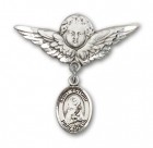 Pin Badge with St. Victoria Charm and Angel with Larger Wings Badge Pin