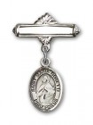 Pin Badge with St. Maria Goretti Charm and Polished Engravable Badge Pin