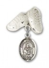 Pin Badge with St. Christian Demosthenes Charm and Baby Boots Pin