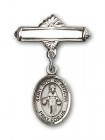 Pin Badge with St. Nino de Atocha Charm and Polished Engravable Badge Pin