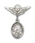 Pin Badge with St. Bernard of Montjoux Charm and Angel with Smaller Wings Badge Pin