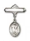 Pin Badge with St. Helen Charm and Polished Engravable Badge Pin