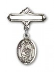 Pin Badge with St. Christian Demosthenes Charm and Polished Engravable Badge Pin