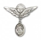 Pin Badge with St. Alexandra Charm and Angel with Larger Wings Badge Pin