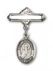 Pin Badge with St. Athanasius Charm and Polished Engravable Badge Pin