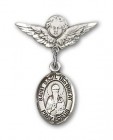 Pin Badge with St. Basil the Great Charm and Angel with Smaller Wings Badge Pin