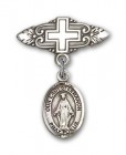 Pin Badge with Our Lady of Lebanon Charm and Badge Pin with Cross
