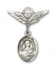 Pin Badge with St. Gemma Galgani Charm and Angel with Smaller Wings Badge Pin