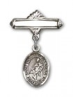 Pin Badge with St. Thomas of Villanova Charm and Polished Engravable Badge Pin