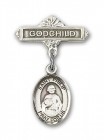 Pin Badge with St. Philip the Apostle Charm and Godchild Badge Pin
