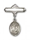Pin Badge with St. Albert the Great Charm and Polished Engravable Badge Pin