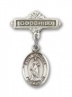 Pin Badge with St. Barbara Charm and Godchild Badge Pin