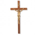 Slimline Walnut Wood Wall Crucifix - 10 inch