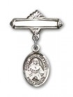 Pin Badge with St. Julie Billiart Charm and Polished Engravable Badge Pin