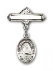 Pin Badge with St. Katherine Drexel Charm and Polished Engravable Badge Pin