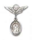 Pin Badge with St. Gabriel the Archangel Charm and Angel with Smaller Wings Badge Pin