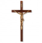 Narrow Feature Walnut Wall Crucifix - 13 inch