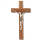 Narrow Corpus with Silver-tone Walnut Wall Crucifix - 12 inch