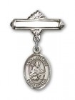Pin Badge with St. William of Rochester Charm and Polished Engravable Badge Pin
