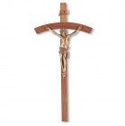 Arched Walnut Wood Wall Crucifix - 9 inch
