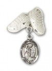 Pin Badge with St. Fiacre Charm and Baby Boots Pin