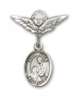 Pin Badge with St. Paula Charm and Angel with Smaller Wings Badge Pin