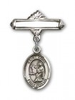 Pin Badge with St. Luke the Apostle Charm and Polished Engravable Badge Pin