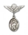 Pin Badge with Our Lady of Hope Charm and Angel with Smaller Wings Badge Pin
