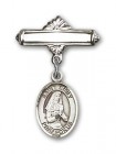 Pin Badge with St. Emily de Vialar Charm and Polished Engravable Badge Pin