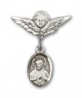 Baby Pin with Scapular Charm and Angel with Smaller Wings Badge Pin