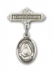 Pin Badge with St. Frances Cabrini Charm and Godchild Badge Pin
