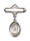 Pin Badge with St. Louise de Marillac Charm and Polished Engravable Badge Pin