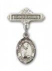 Pin Badge with St. Pio of Pietrelcina Charm and Godchild Badge Pin