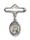 Pin Badge with St. Alice Charm and Polished Engravable Badge Pin