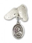 Pin Badge with St. Francis Xavier Charm and Baby Boots Pin