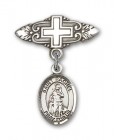 Pin Badge with St. Rachel Charm and Badge Pin with Cross