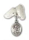 Pin Badge with St. Anthony of Padua Charm and Baby Boots Pin