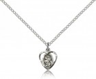 Very Small Open-Cut Heart Shaped St. Christopher Necklace