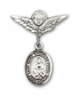 Pin Badge with Marie Magdalen Postel Charm and Angel with Smaller Wings Badge Pin