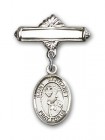 Pin Badge with St. Margaret Mary Alacoque Charm and Polished Engravable Badge Pin