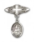 Pin Badge with Our Lady of Prompt Succor Charm and Badge Pin with Cross