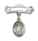 Pin Badge with St. Barnabas Charm and Arched Polished Engravable Badge Pin