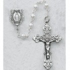 Girl's White Faux Pearl Rosary with Miraculous Centerpiece